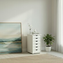 Schubkastenkommode >Genova< 6 Schubladen, Kiefer weiß - 34x66x39cm (BxHxT)