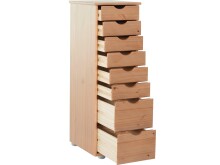 Schubkastenkommode >Genova< 8 Schubladen, Natur, Kiefer - 34x102x39cm (BxHxT)
