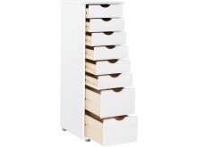 Schubkastenkommode >Genova< 8 Schubladen, Kiefer / MDF weiß - 34x102x39cm (BxHxT)