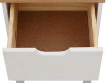 Nachtkommode >Poznan< 1 Schublade in Weiß / Honig, Kiefer/MDF - 38x59x35cm (BxHxT)