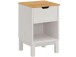 Nachtkommode >Poznan< 1 Schublade in Weiß / Honig, Kiefer/MDF - 38x59x35cm (BxHxT)