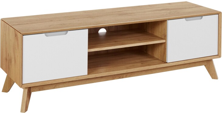 Lowboard >Essen< in Weiß/Natur Spanplatte/MDF - 135x45x40cm (BxHxT)