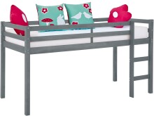 Hochbett >Athen< in Grau, Kiefer - 208x111x103cm (BxHxT)