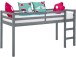 Hochbett >Athen< in Grau, Kiefer - 208x111x103cm (BxHxT)