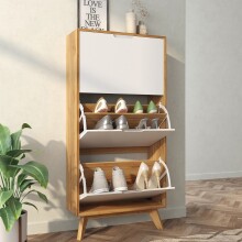 Schuhkipper >Essen< in Eiche-Dekor / Weiß - 60x125x24cm (BxHxT)