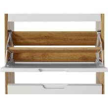 Schuhkipper >Essen< in Eiche-Dekor / Weiß - 60x125x24cm (BxHxT)