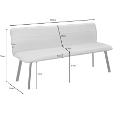 Essbank >Torino< in Bezug Creme, Stoff/Metall - 160x79x56cm (BxHxT)