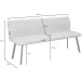 Essbank >Torino< in Bezug Creme, Stoff/Metall - 160x79x56cm (BxHxT)