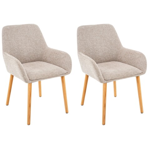 Armlehnstuhl >Cordoba< (2er-Set) in Creme, Stoff - 57x85x59cm (BxHxT)