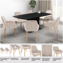 Armlehnstuhl >Cordoba< (2er-Set) in Creme, Stoff - 57x85x59cm (BxHxT)