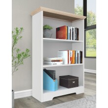 Bücherregal >Nantes< in Eiche Dekor / Weiß - 73x113x32cm (BxHxT)