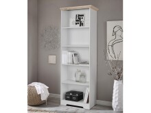 Bücherregal >Nantes< in Eiche Dekor / weiß - 75x180x32cm (BxHxT)