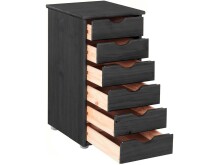 Schubkastenkommode >Genova< in Schwarz, Kiefer/MDF - 34x66x39cm (BxHxT)