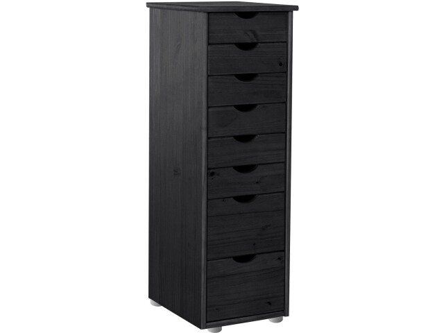 Schubkastenkommode >Genova< in Schwarz, Kiefer/MDF - 34x102x39cm (BxHxT)