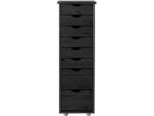 Schubkastenkommode >Genova< in Schwarz, Kiefer/MDF - 34x102x39cm (BxHxT)