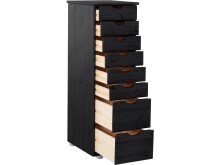 Schubkastenkommode >Genova< in Schwarz, Kiefer/MDF - 34x102x39cm (BxHxT)