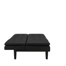 Schlafsofa >Manchester< 3-Sitzer aus PU-Kunstleder, Schwarz - 191x81x91 (BxHxT)