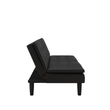 Schlafsofa >Manchester< 3-Sitzer aus PU-Kunstleder, Schwarz - 191x81x91 (BxHxT)