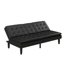 Schlafsofa >Manchester< 3-Sitzer aus PU-Kunstleder, Schwarz - 191x81x91 (BxHxT)