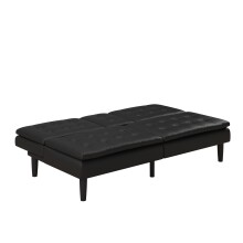 Schlafsofa >Manchester< 3-Sitzer aus PU-Kunstleder, Schwarz - 191x81x91 (BxHxT)