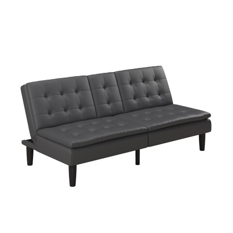 Schlafsofa >Manchester< 3-Sitzer-Schlafsofa aus PU-Kunstleder, Grau - 191x81x91 (BxHxT)