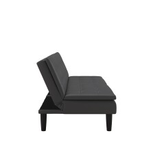 Schlafsofa >Manchester< 3-Sitzer-Schlafsofa aus PU-Kunstleder, Grau - 191x81x91 (BxHxT)