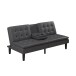 Schlafsofa >Manchester< 3-Sitzer-Schlafsofa aus PU-Kunstleder, Grau - 191x81x91 (BxHxT)