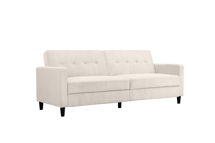 Schlafsofa >Hannover II< in Creme-Weiß, Cord - 203x82x83cm (BxHxT)
