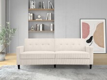 Schlafsofa >Hannover II< in Creme-Weiß, Cord - 203x82x83cm (BxHxT)