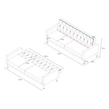 Schlafsofa >Aarhus< in Anthrazit, Cord - 213x81x86cm (BxHxT)