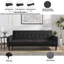Schlafsofa >Aarhus< in Anthrazit, Cord - 213x81x86cm (BxHxT)