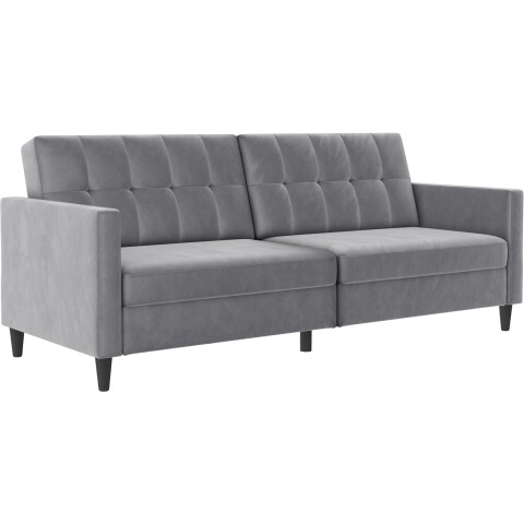 Schlafsofa >Hannover< in Grau, Samt - 203x82x83cm (BxHxT)