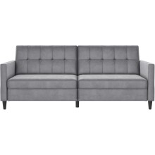 Schlafsofa >Hannover< in Grau, Samt - 203x82x83cm (BxHxT)