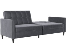 Schlafsofa >Hannover< in Anthrazit, Samt - 203x82x83cm (BxHxT)