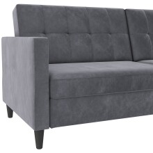 Schlafsofa >Hannover< in Anthrazit, Samt - 203x82x83cm (BxHxT)