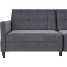 Schlafsofa >Hannover< in Anthrazit, Samt - 203x82x83cm (BxHxT)