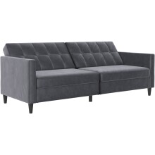 Schlafsofa >Hannover< in Anthrazit, Samt - 203x82x83cm (BxHxT)