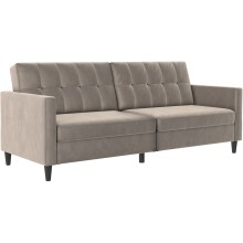 Schlafsofa >Hannover< in Taupe, Samt - 203x82x83cm...