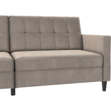 Schlafsofa >Hannover< in Taupe, Samt - 203x82x83cm (BxHxT)