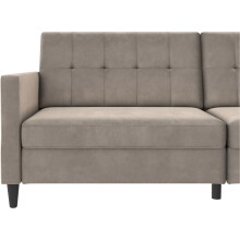 Schlafsofa >Hannover< in Taupe, Samt - 203x82x83cm (BxHxT)