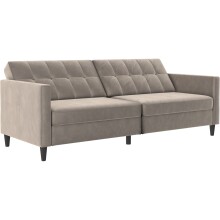Schlafsofa >Hannover< in Taupe, Samt - 203x82x83cm (BxHxT)
