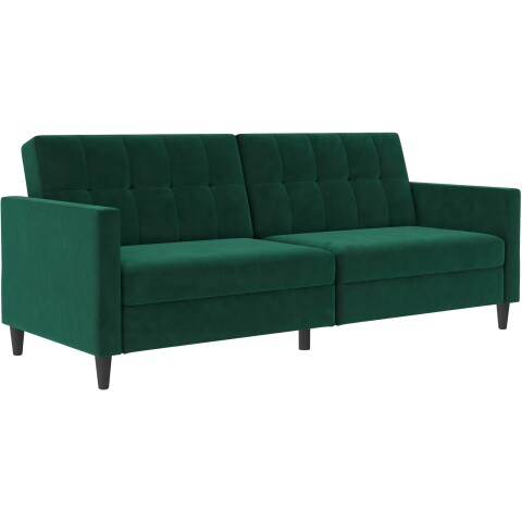 Schlafsofa >Hannover< in Dunkelrün, Samt - 203x82x83cm (BxHxT)