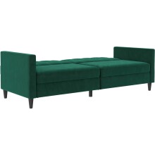 Schlafsofa >Hannover< in Dunkelrün, Samt - 203x82x83cm (BxHxT)