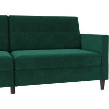 Schlafsofa >Hannover< in Dunkelrün, Samt - 203x82x83cm (BxHxT)