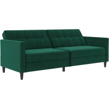 Schlafsofa >Hannover< in Dunkelrün, Samt - 203x82x83cm (BxHxT)