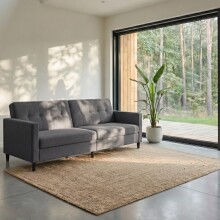 Schlafsofa >Hannover< in Leinenoptik Grau - 203x82x83 (BxHxT)
