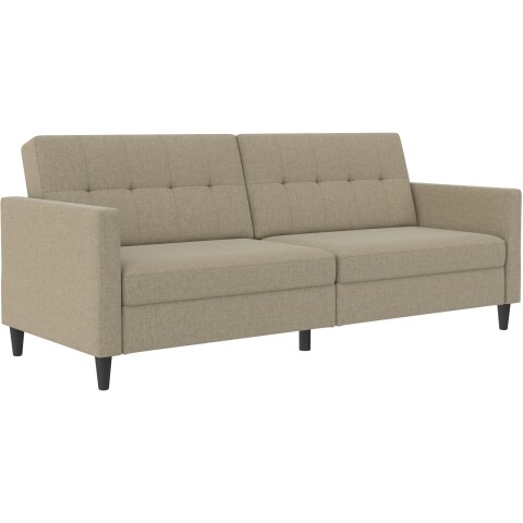Schlafsofa >Hannover< in Leinenoptik, Cappuccino - 203x82x83 (BxHxT)