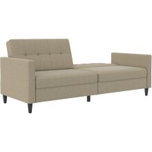 Schlafsofa >Hannover< in Leinenoptik, Cappuccino - 203x82x83 (BxHxT)