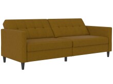 Schlafsofa >Hannover< Bezug Leinen, Curry - 203x82x83 (BxHxT)