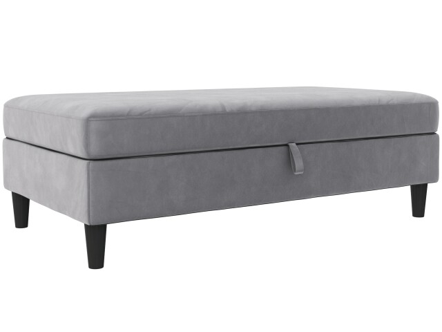 Hocker >Hannover< mit Stauraum, in Grau, Samt - 130x43x69cm (BxHxT)